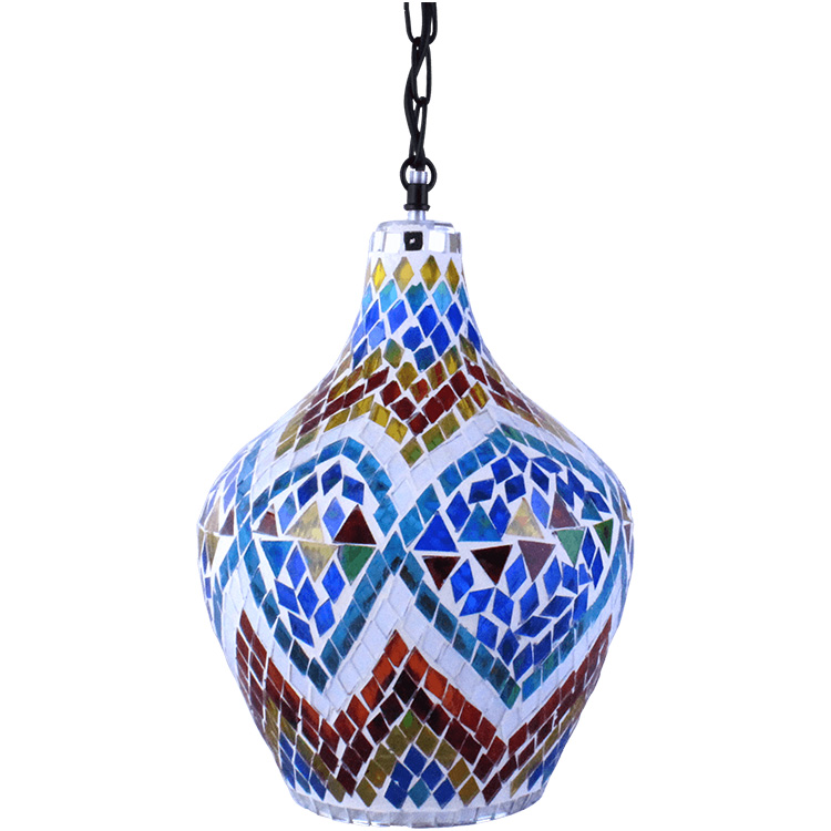 Lámpara Colgante Vasija Cristal Multicolor Ideal para Decorar Sala ,Comedor, Pasillos , Escaleras
