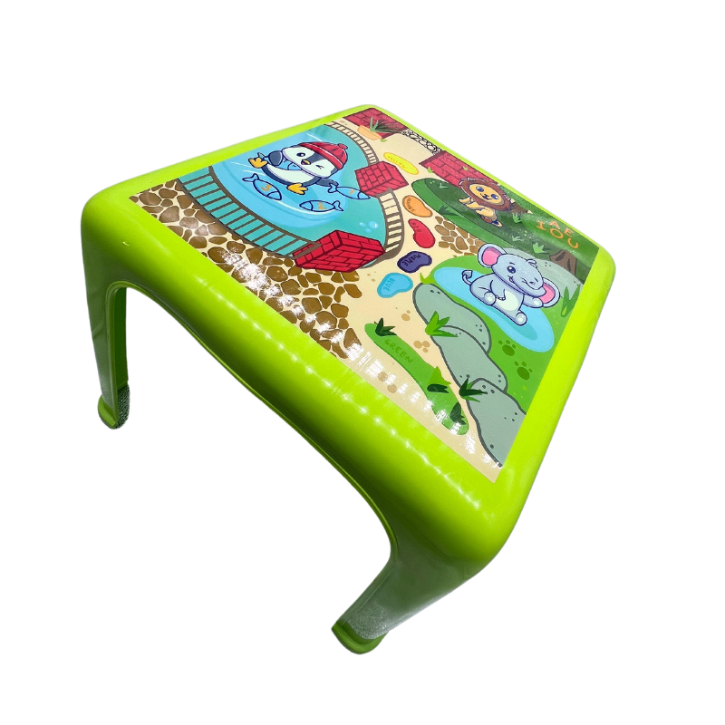 Mesa Infantil Y 4 Sillas De Colores Para Niños Dibujo Comer Verde Limón