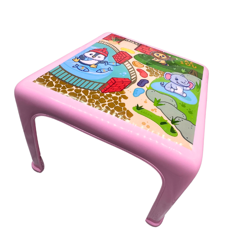 Mesa Infantil y 4 Sillas De Colores Para Niños Dibujo Comer Rosa