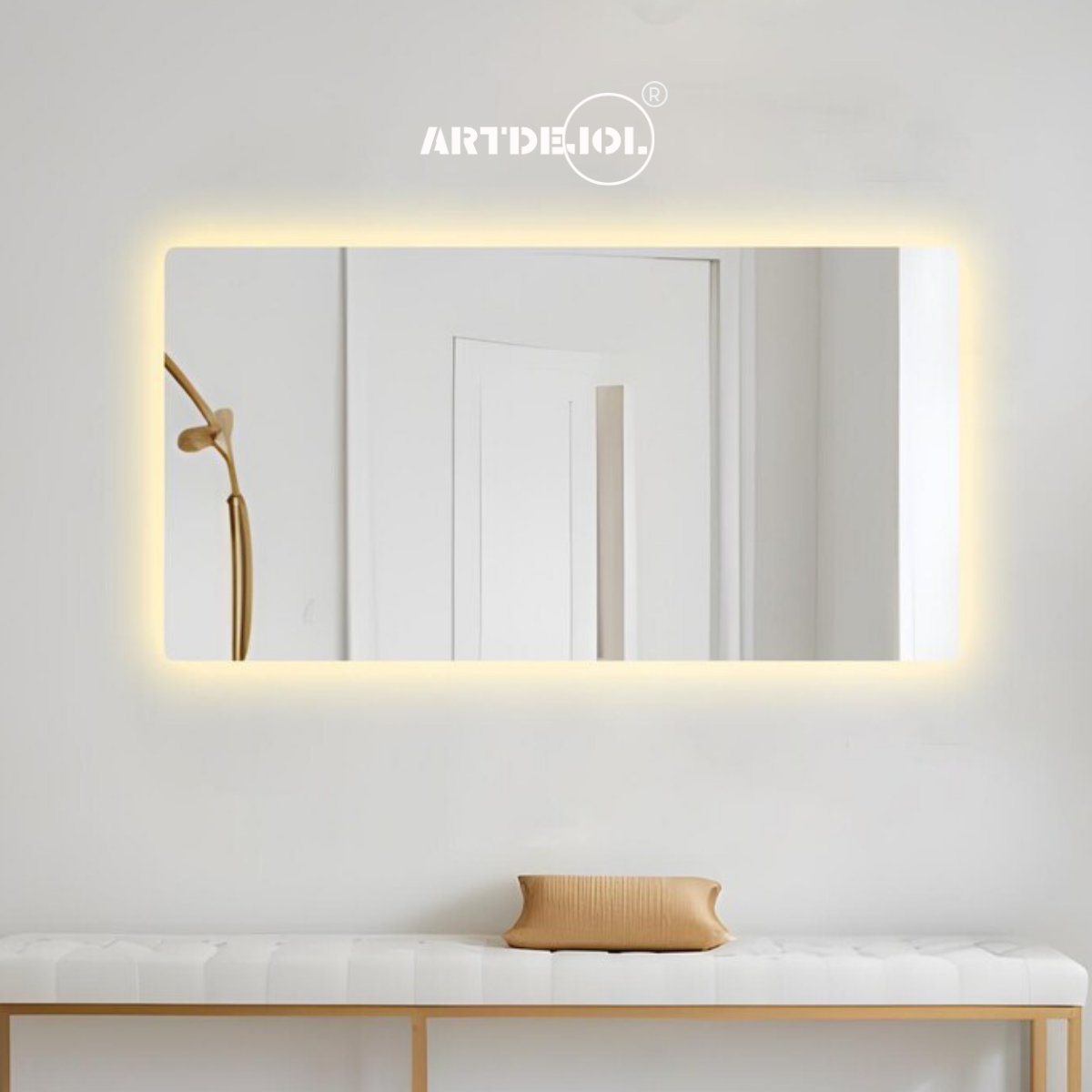 Espejo Rectangular Con Luz Led Cálida 60x100 Cm Decoración Hogar