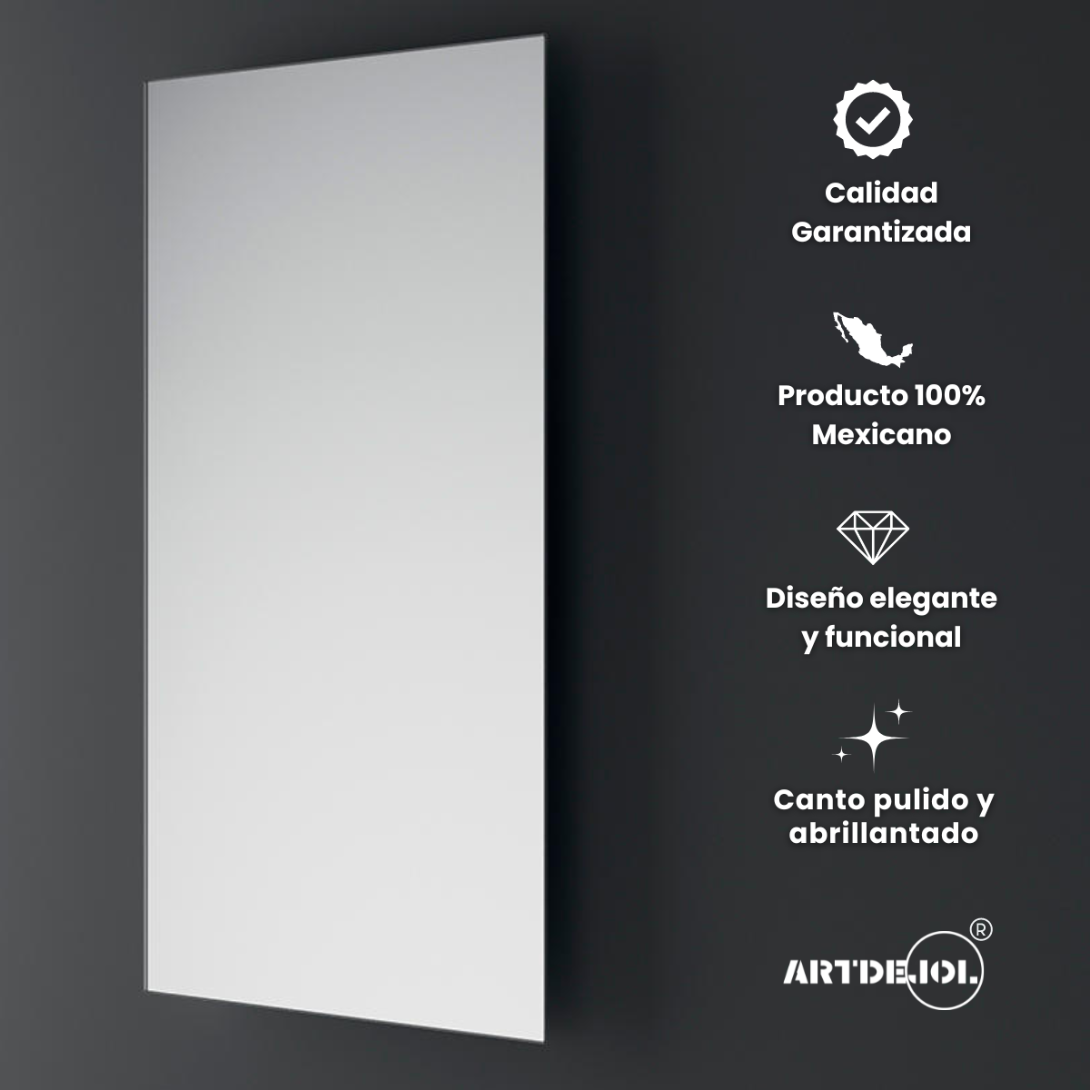 Espejo Rectangular Con Luz Led Cálida 60x100 Cm Decoración Hogar