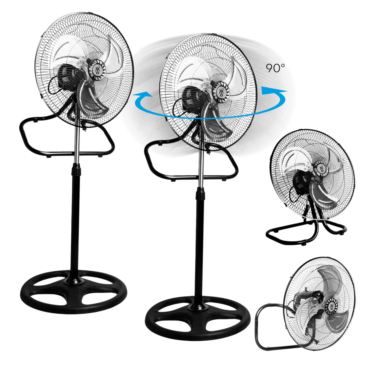 2  Ventiladores 3 En 1 Pedestal, Piso Y Pared  Aspas Metal