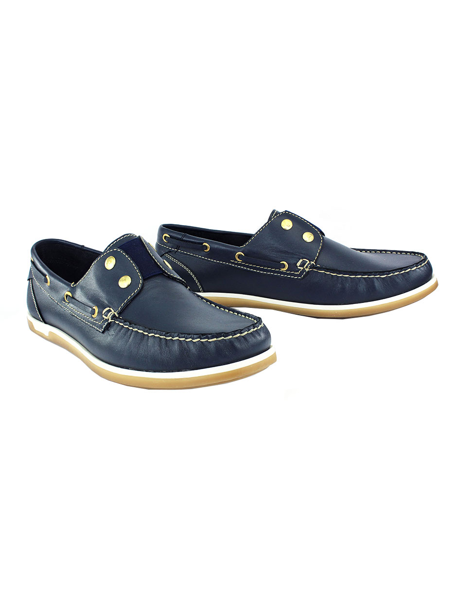 Top Sider Mocasín Marinero cómodo con Resorte en el Empeine Color Azul.