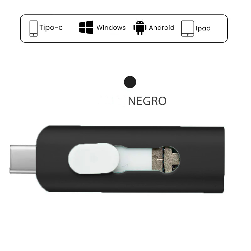 Memoria 3 En 1 Usb Lightning, Android, Pc 1 Tera 1tb Negro