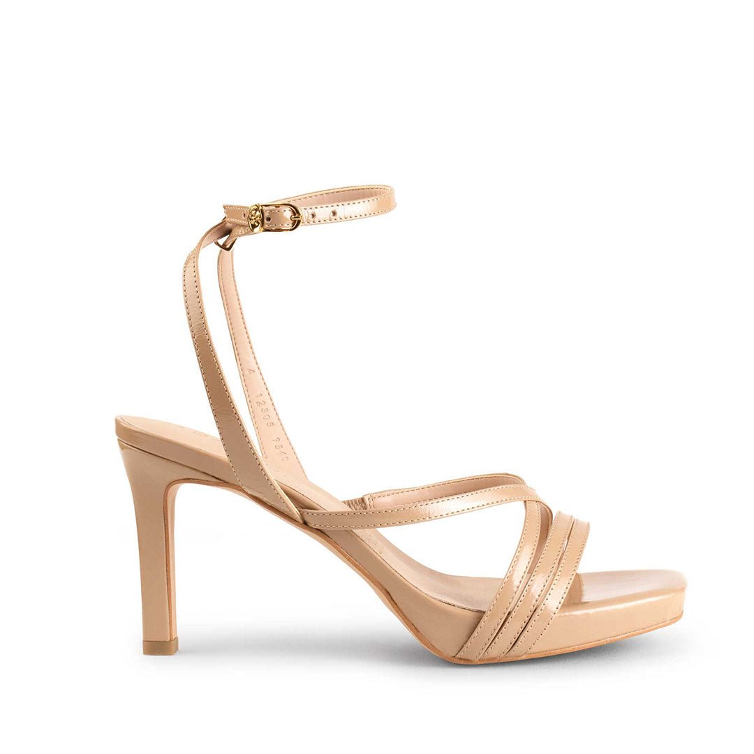 Zapatillas De Tacón Davenia De Piel Sandalia De Tacón Para Dama Mod. Emma Nude