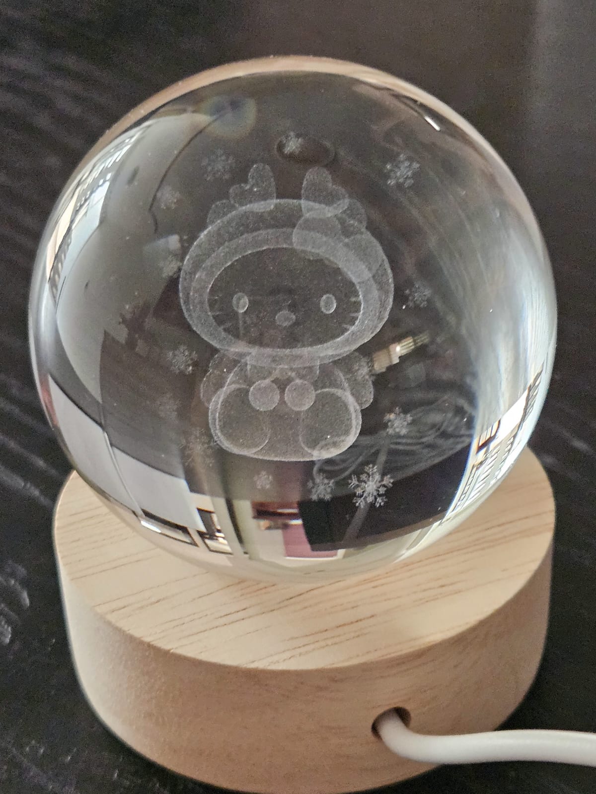 Lampara luz led, esfera, bola de cristal pequeña, 6 cm diametro, Melody