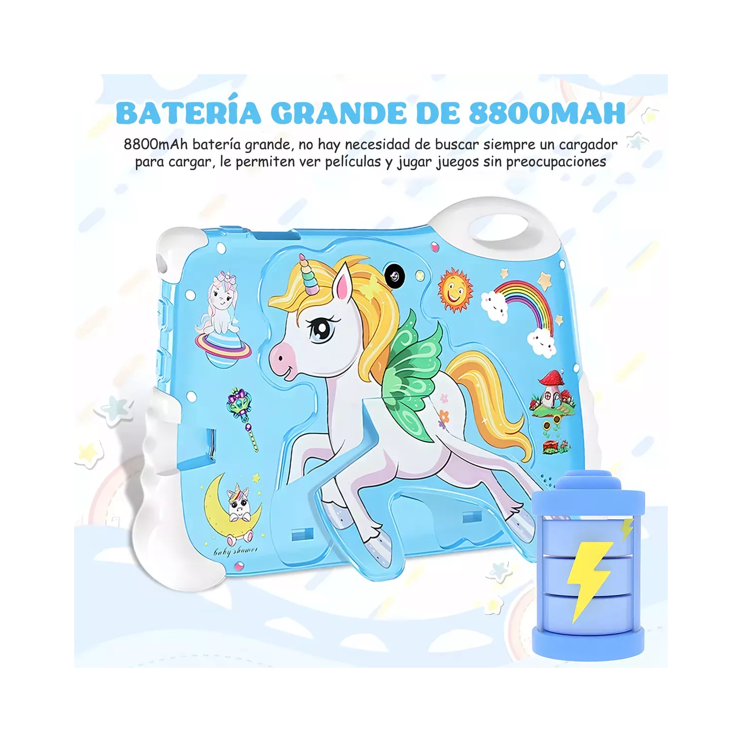 Tableta para niños Lawuto S500, Android 11, 5GB, 128GB, Pantalla de 7", Funda de goma