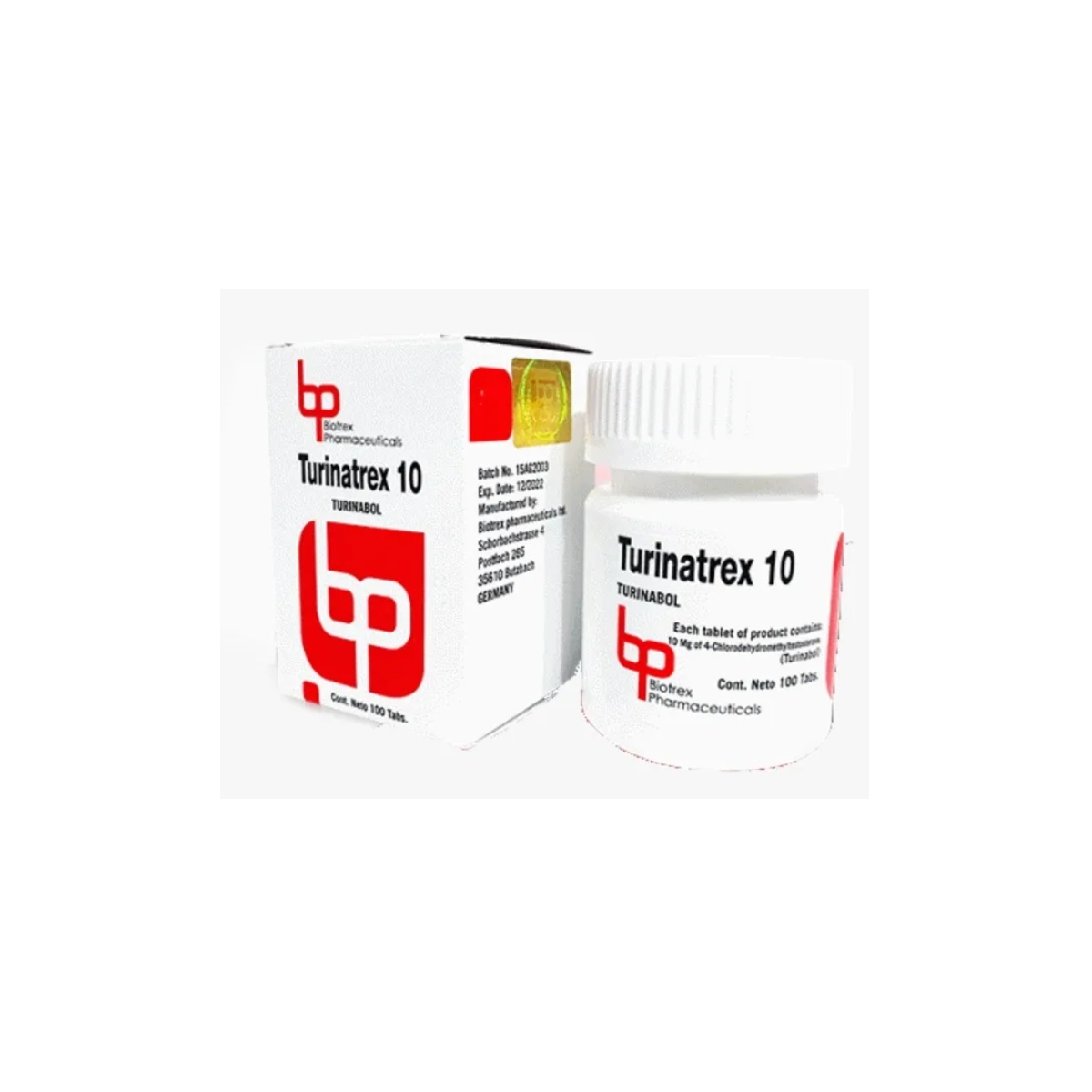 TURINATREX 10 - Turinabol - Oral - 50mg/tab 100 tabletas - Biotrex - Masa magra sostenida con fuerza explosiva y mínima retención