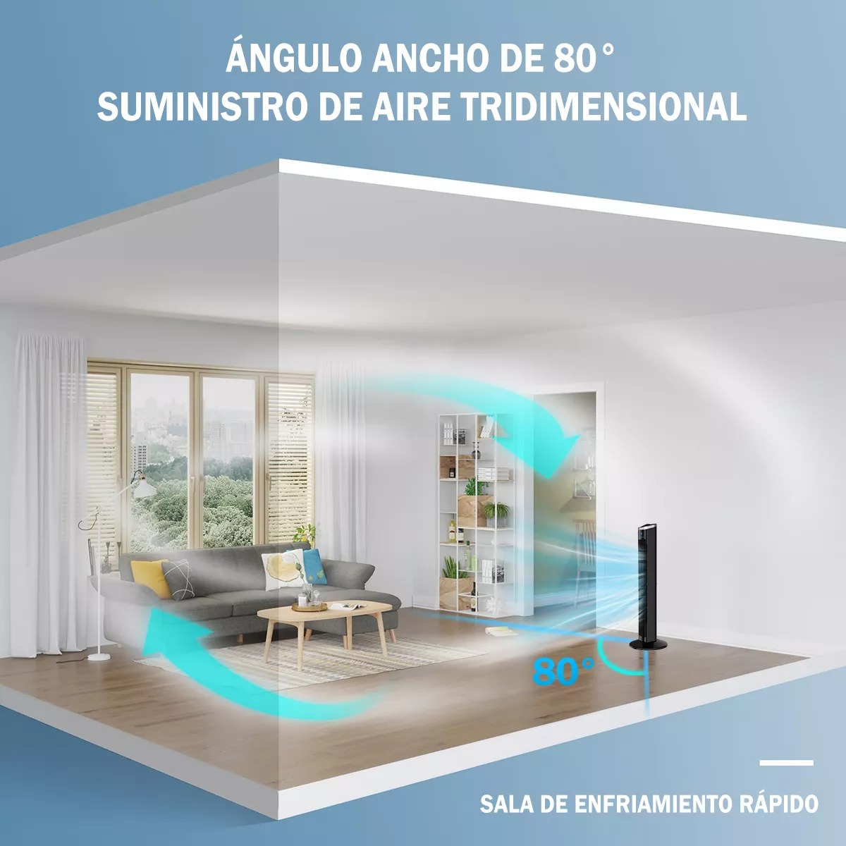 Ventilador De Torre Silencioso Con Control Remoto Yyugolo Negro