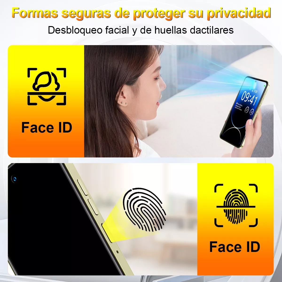 Teléfono móvil Xgody Dual Sim 256 GB+10 GB RAM Smartphone Android 13 Hd 6.8 Pulgadas Celular 6000 mAh With Facial Recognition Y Huella Dactilar Gps Oro