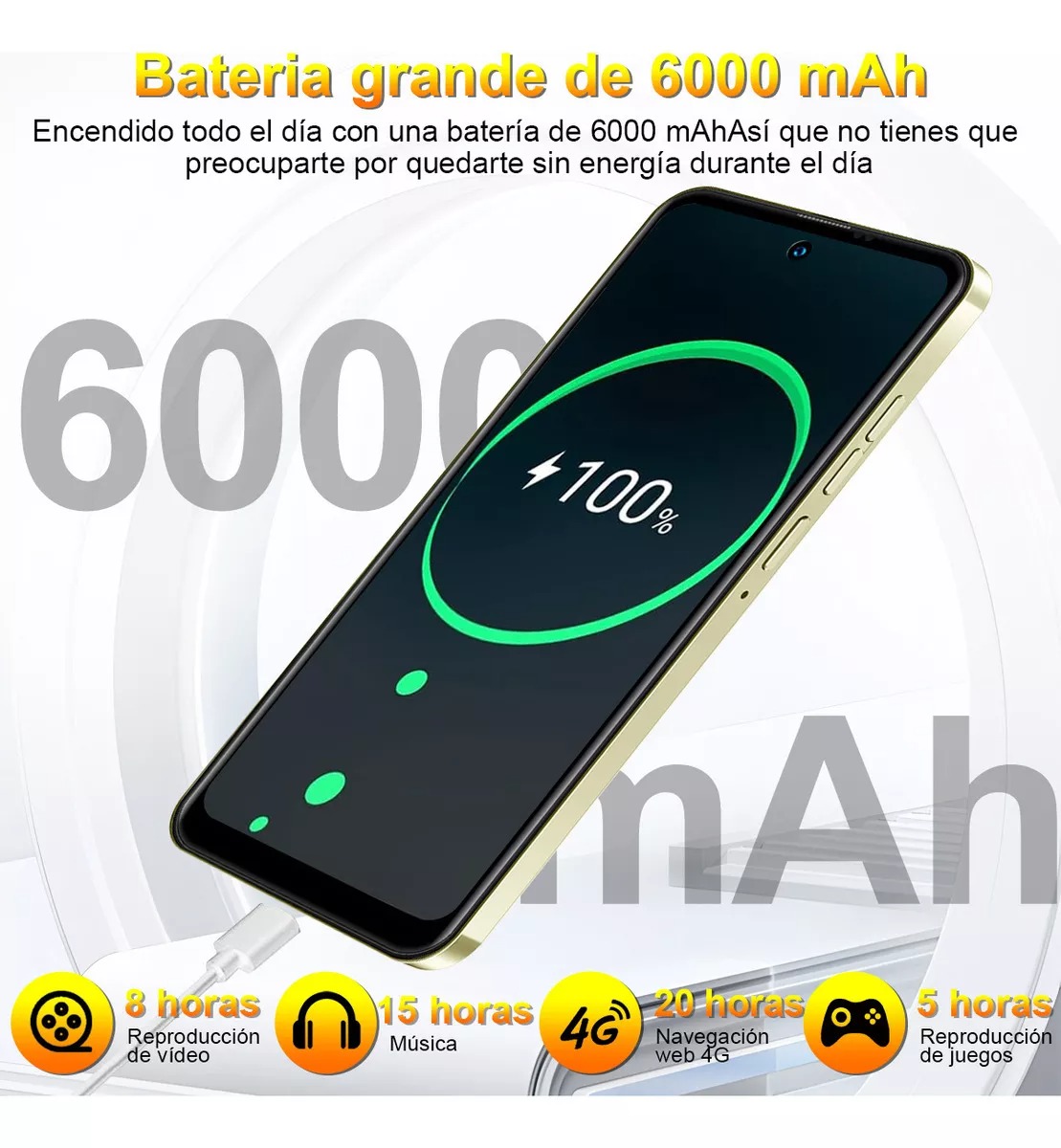 Teléfono móvil Xgody Dual Sim 256 GB+10 GB RAM Smartphone Android 13 Hd 6.8 Pulgadas Celular 6000 mAh With Facial Recognition Y Huella Dactilar Gps Oro