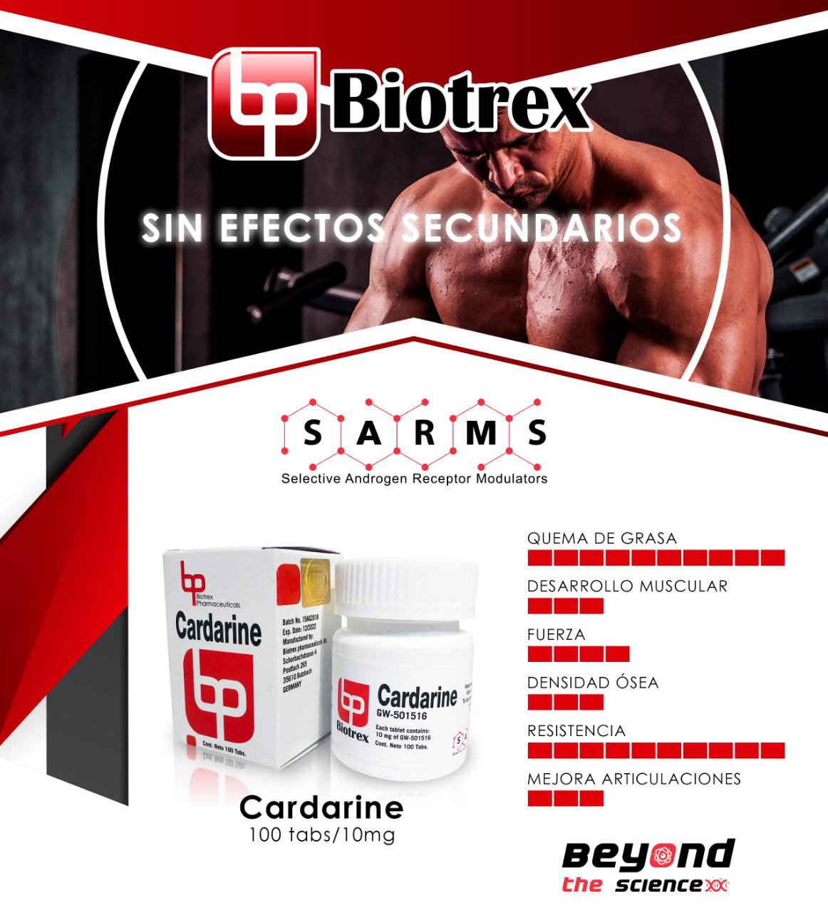 CARDARINE - GW501516 - Oral - 10mg/tab 100 tabletas - Biotrex - Quema grasa avanzada, resistencia total y energía sin fatiga