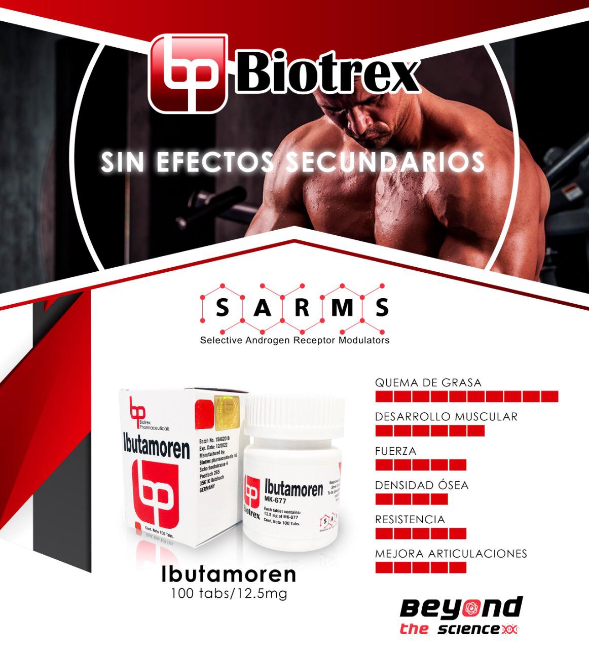 IBUTAMOREN - MK-677 - Oral - 12.5mg/tab 100 tabletas - Biotrex - Aumento de masa, recuperación profunda y sueño reparador anabólico