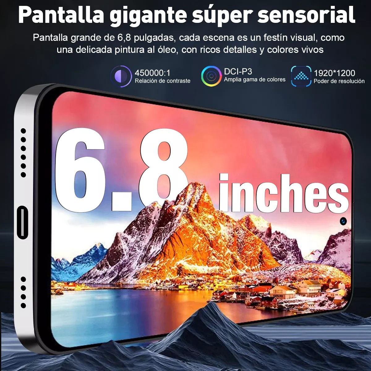 K800y Teléfono Sim Dual 10 GB+256 GB ROM Octa-core Android 13 Screen 6.8 Pulgadas Celular Hd 8000 mAh Smartphone Blanco
