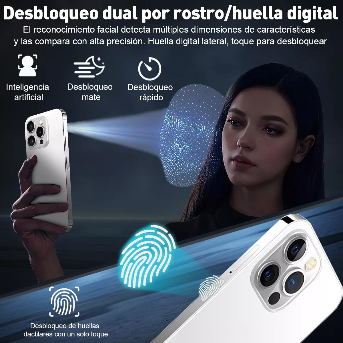 K800y Teléfono Sim Dual 10 GB+256 GB ROM Octa-core Android 13 Screen 6.8 Pulgadas Celular Hd 8000 mAh Smartphone Blanco