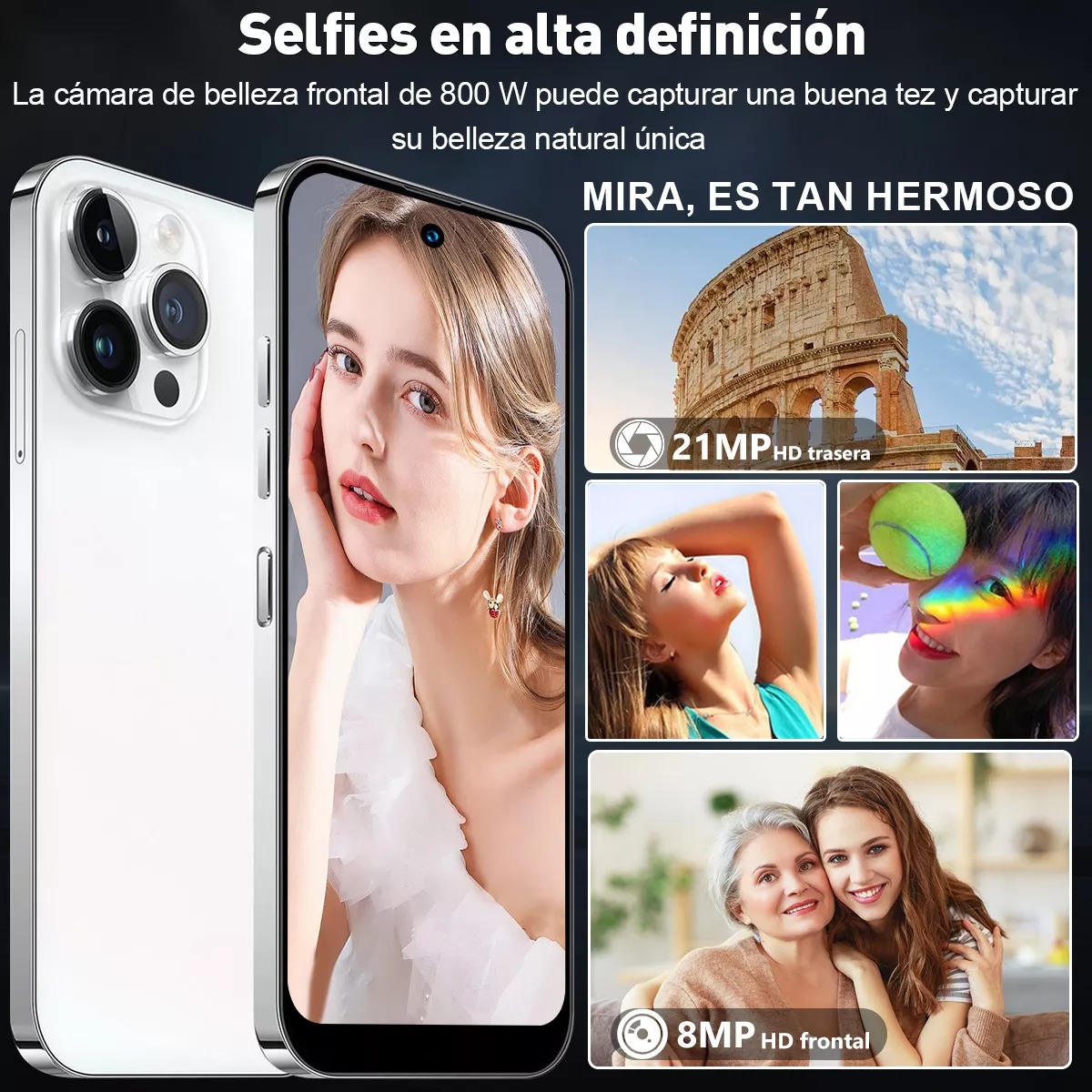 K800y Teléfono Sim Dual 10 GB+256 GB ROM Octa-core Android 13 Screen 6.8 Pulgadas Celular Hd 8000 mAh Smartphone Blanco