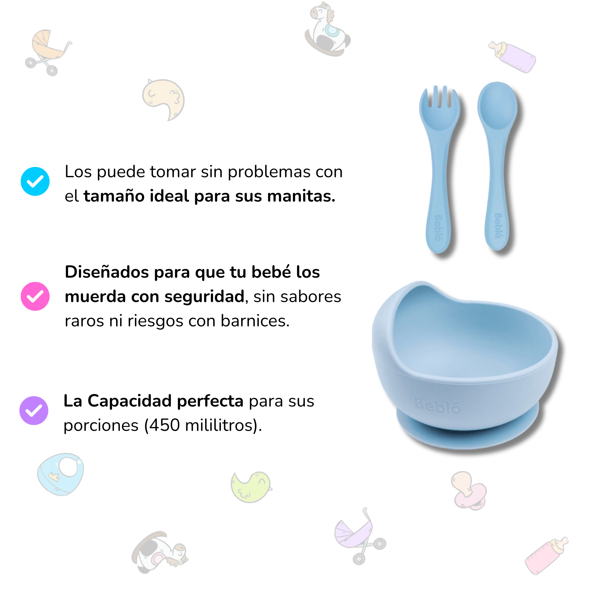 Vajilla para Bebé Bebló 7 Piezas - Libre de BPA, Apta para Microondas y ...
