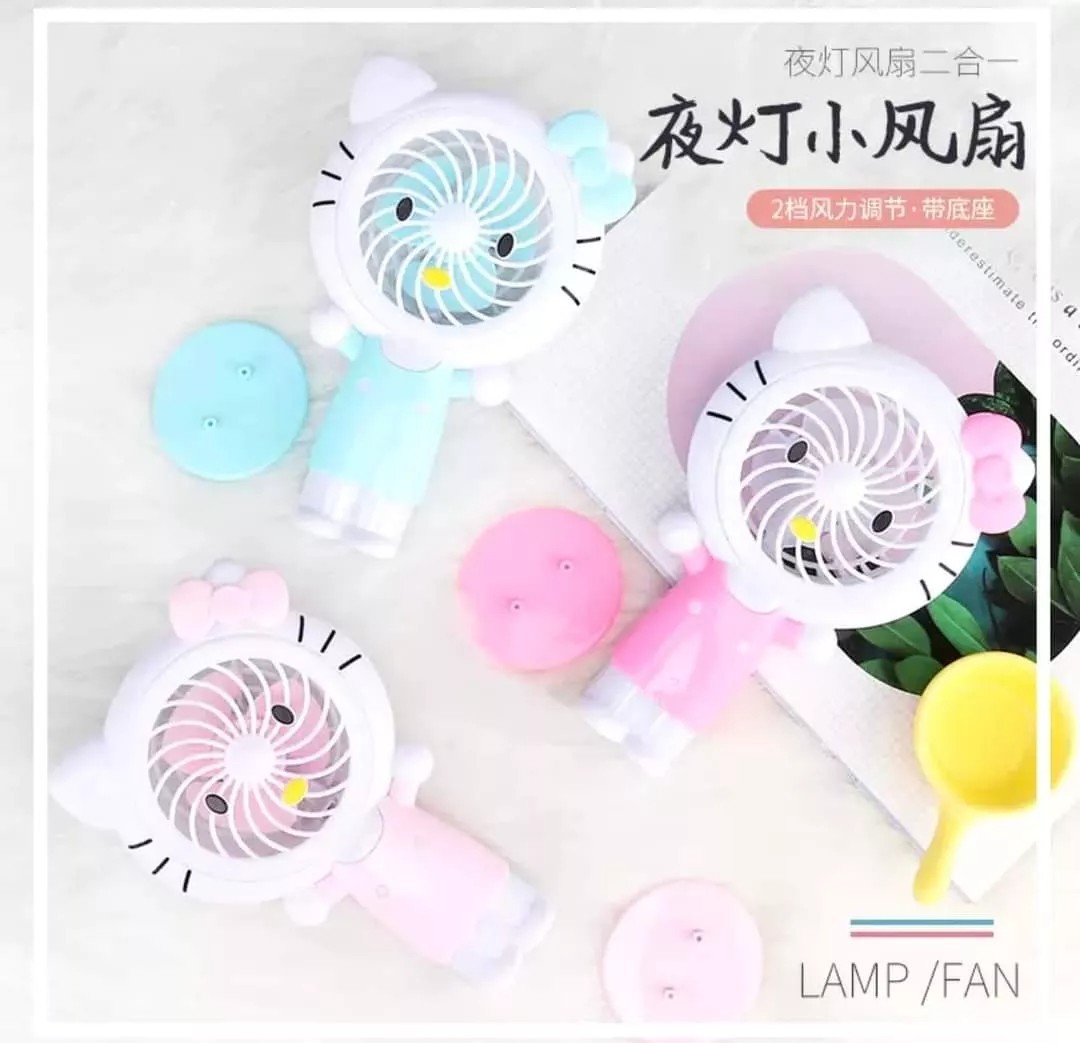 Ventilador personal Hello Kitty, color azul,luz led, usb, 2 velocidades