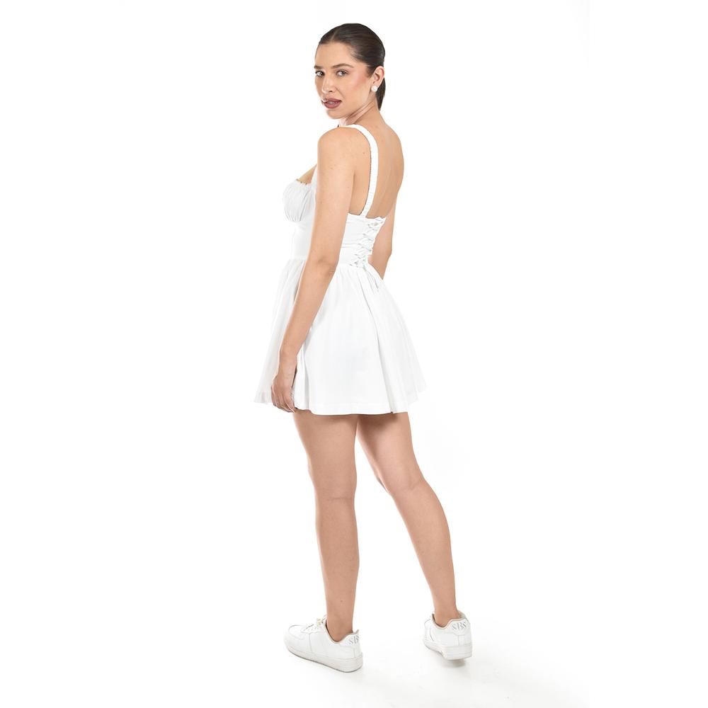 Vestido corto tipo corset Roman Fashion /Juvenil, 5882 (Blanco)