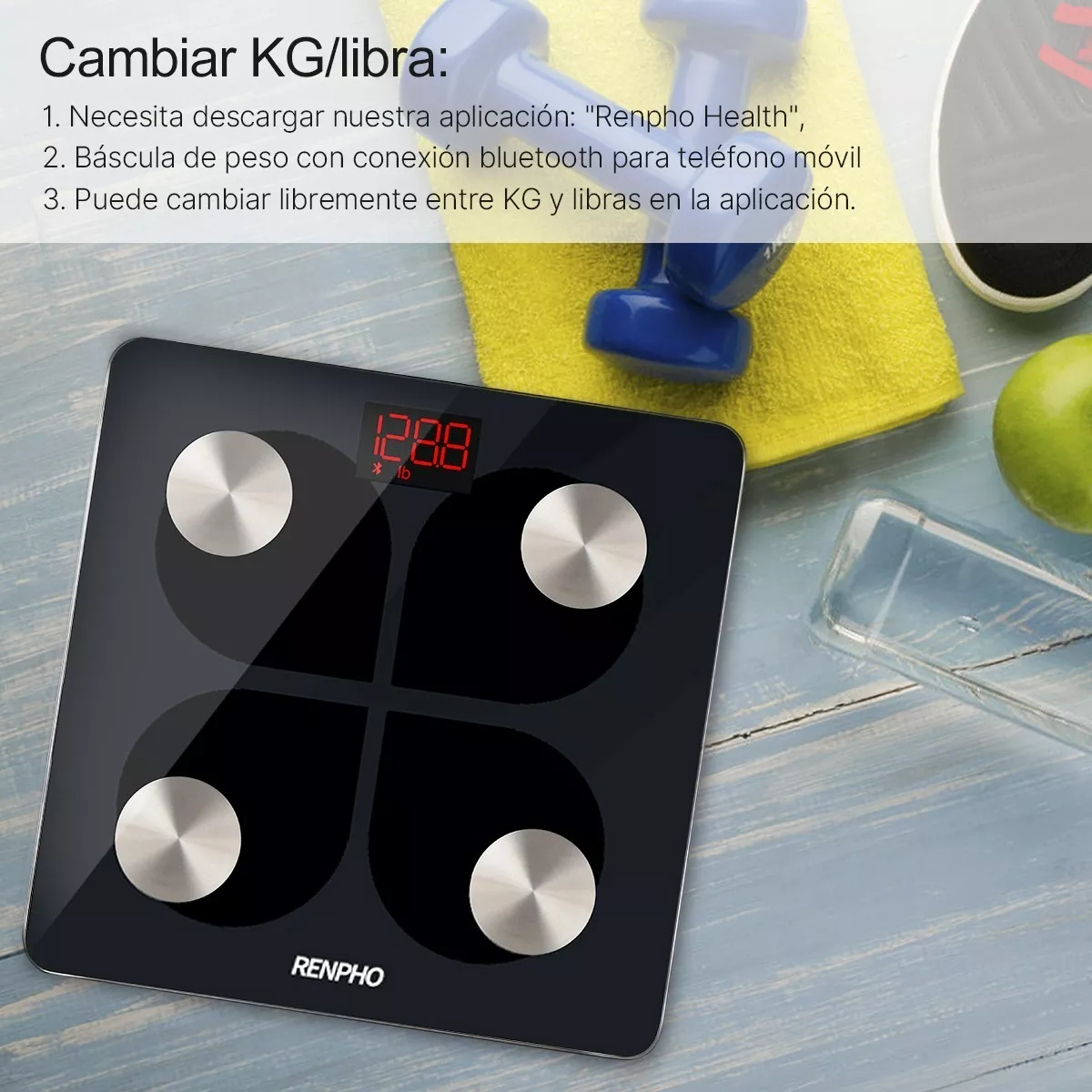 Renpho Báscula Electrónica Carga Usb Inteligente App RECARGABLE