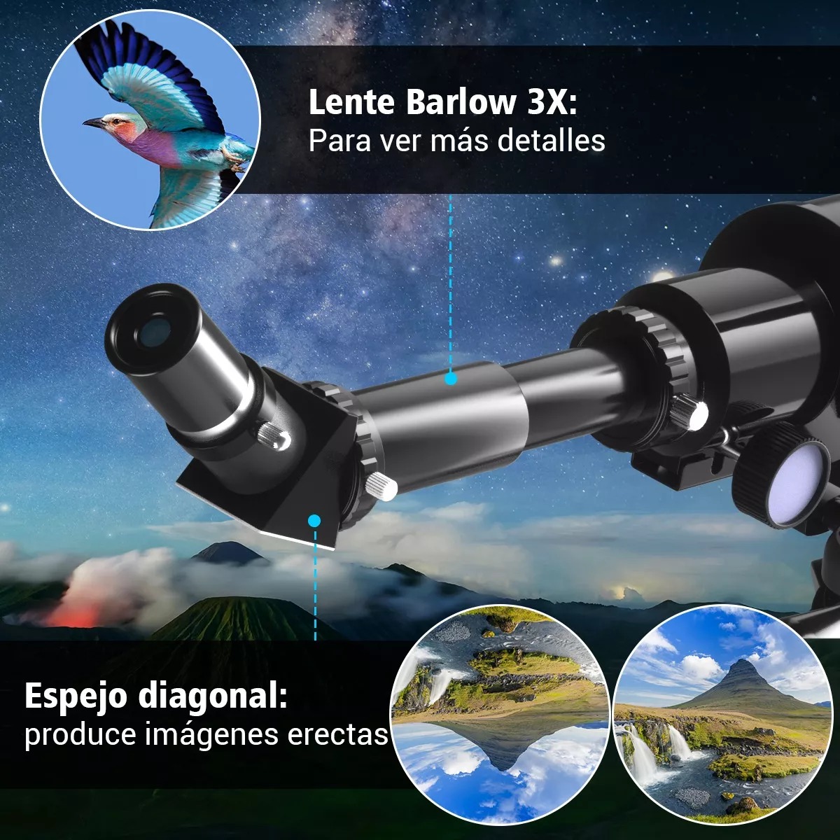 Telescopio Astronómico Profesional 70/400mm Monocular 200x