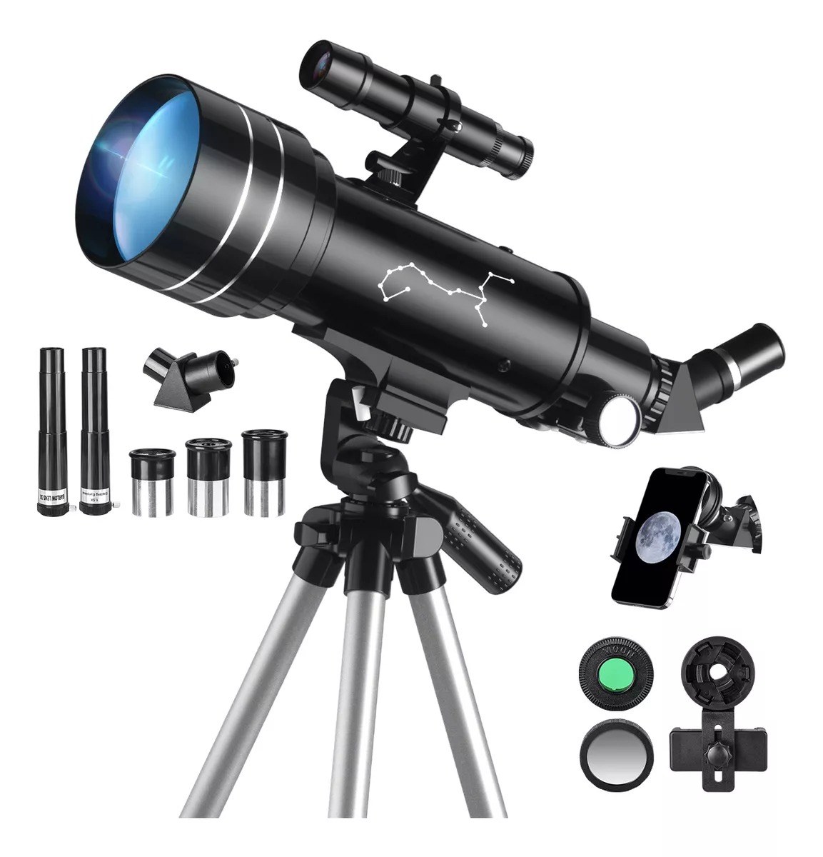 Telescopio Astronómico Profesional 70/400mm Monocular 200x