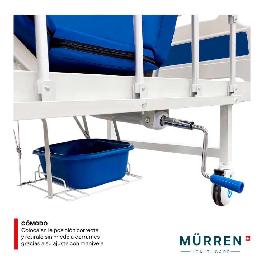 Cama Hospitalaria Manual con Comodo /Toilet Porta Suero+Mesa