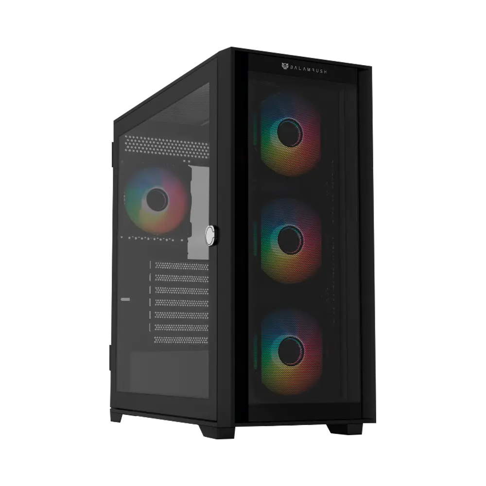 Gabinete Balam Rush Carbono Twin Mate 9000 con Ventana RGB, Full-Tower, ATX/E-ATXMicro-ATX/Mini-ITX, USB 3.0/2.0, sin Fuente, 4 Ventiladores RGB Instalados, Negro. 