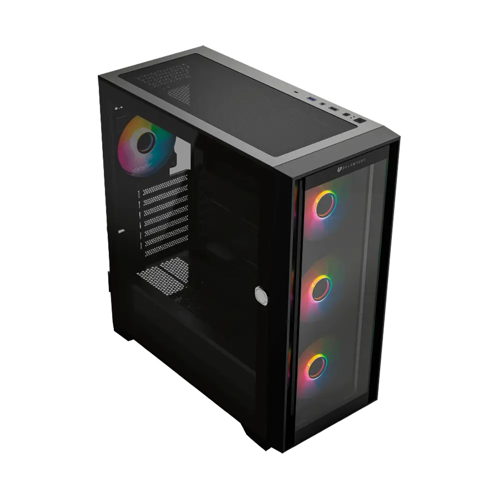 Gabinete Balam Rush Carbono Twin Mate 9000 con Ventana RGB, Full-Tower, ATX/E-ATXMicro-ATX/Mini-ITX, USB 3.0/2.0, sin Fuente, 4 Ventiladores RGB Instalados, Negro. 