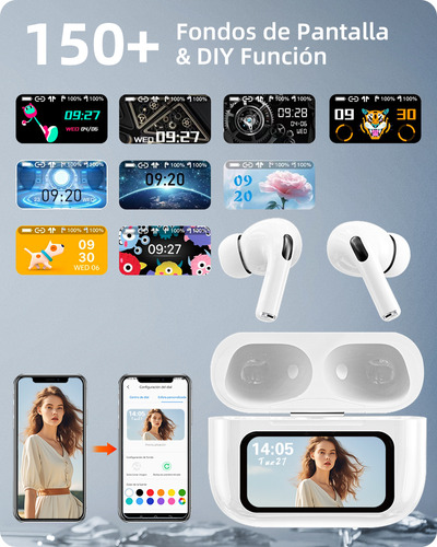 Smart Pantalla Audífonos Bluetooth 5.4 Anc Auriculares App
