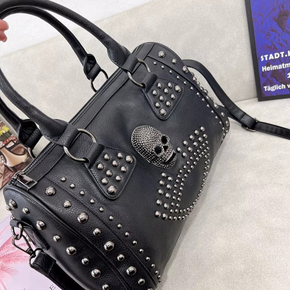 Bolso De Hombro Para Mujer Con Calavera Remachada, Bolso Der