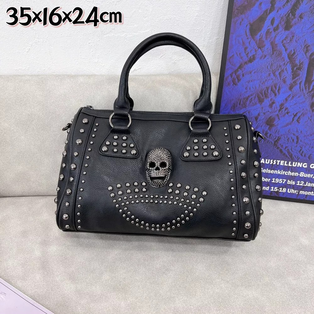 Bolso De Hombro Para Mujer Con Calavera Remachada, Bolso Der