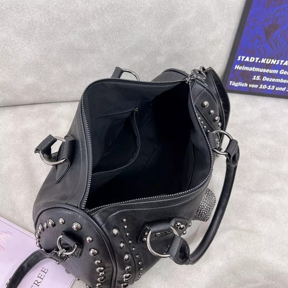 Bolso De Hombro Para Mujer Con Calavera Remachada, Bolso Der