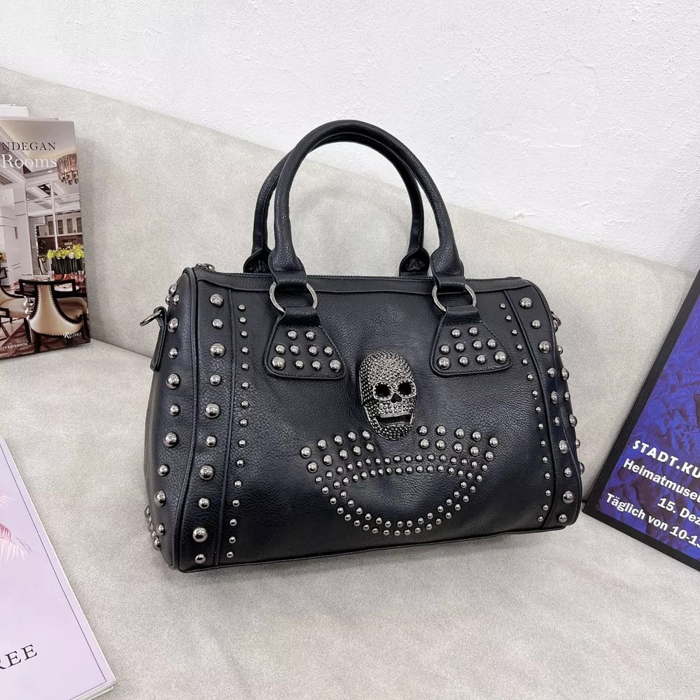 Bolso De Hombro Para Mujer Con Calavera Remachada, Bolso Der