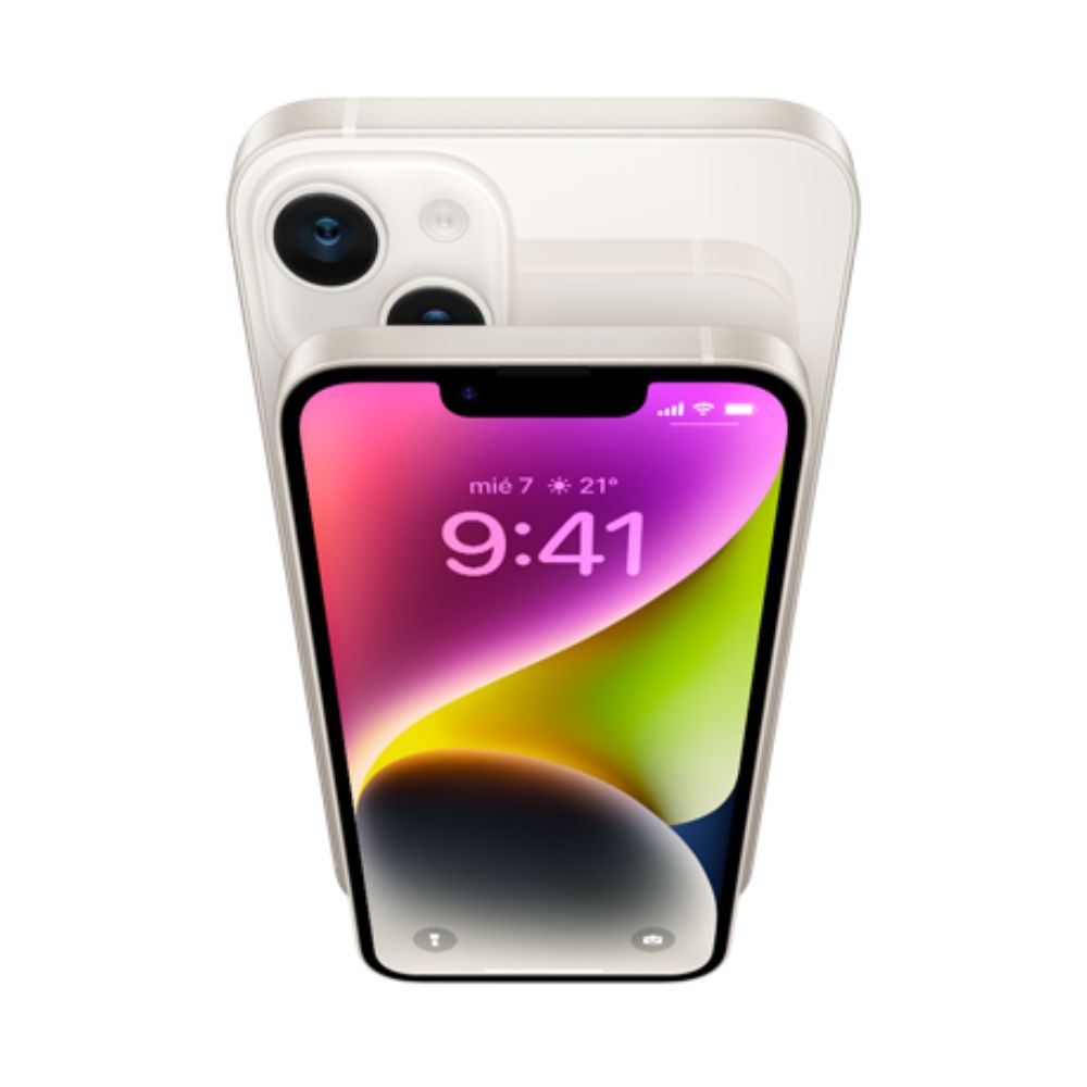 iPhone 14 Plus 128GB Blanco E-SIM Reacondicionado Grado A + Base Cargador