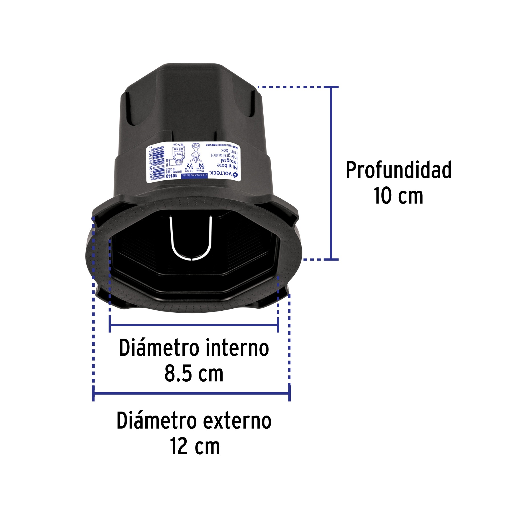Mini bote integral 10 cm, aro interno de 8.5 cm, Volteck
