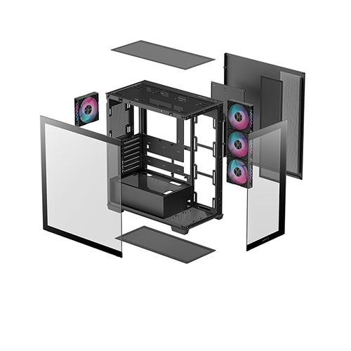 GABINETE DEEPCOOL CG580 4F NEGRO ATX S/FUENTE CRISTAL R-CG580-BKADA4-G-1
