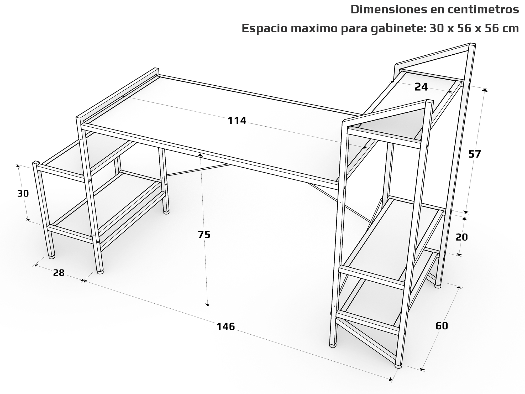 Desk-Top Modelo J Escritorio gamer marca Ambientika (Red).