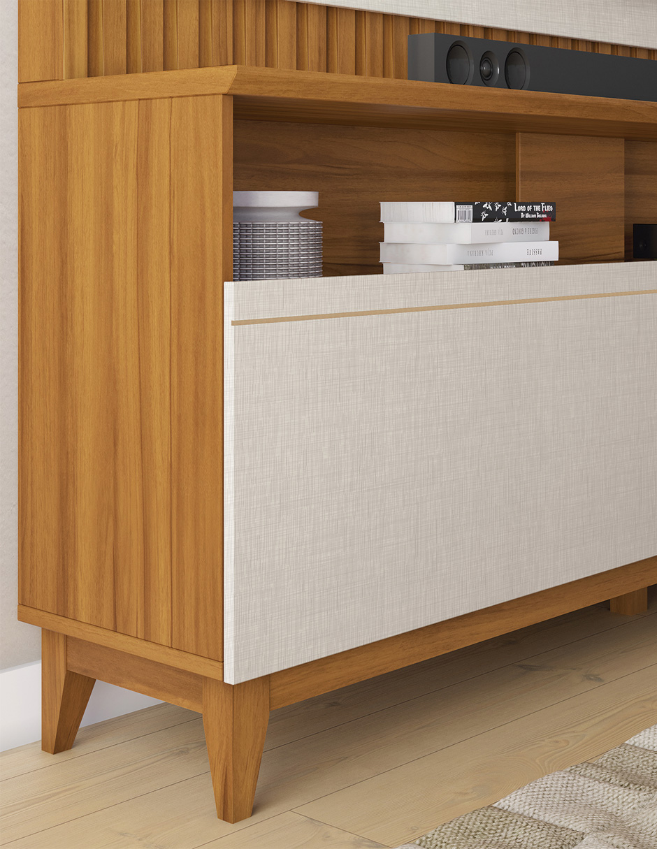 Mueble Para Tv 65" Rack + Panel NT1340 Freijo/Blanco