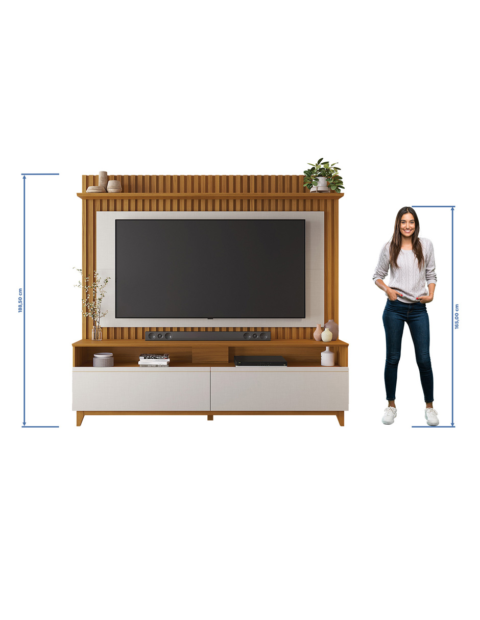 Mueble Para Tv 65" Rack + Panel NT1340 Freijo/Blanco