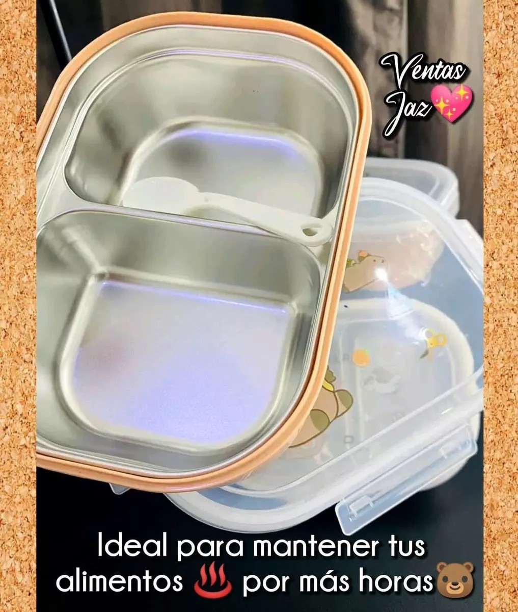 Recipiente de alimentos, capibara color beige. doble compartimiento, 