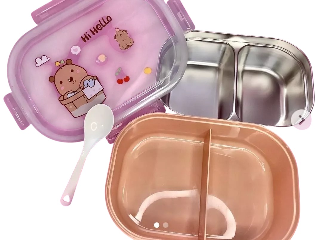 Recipiente de alimentos, capibara color beige. doble compartimiento, 