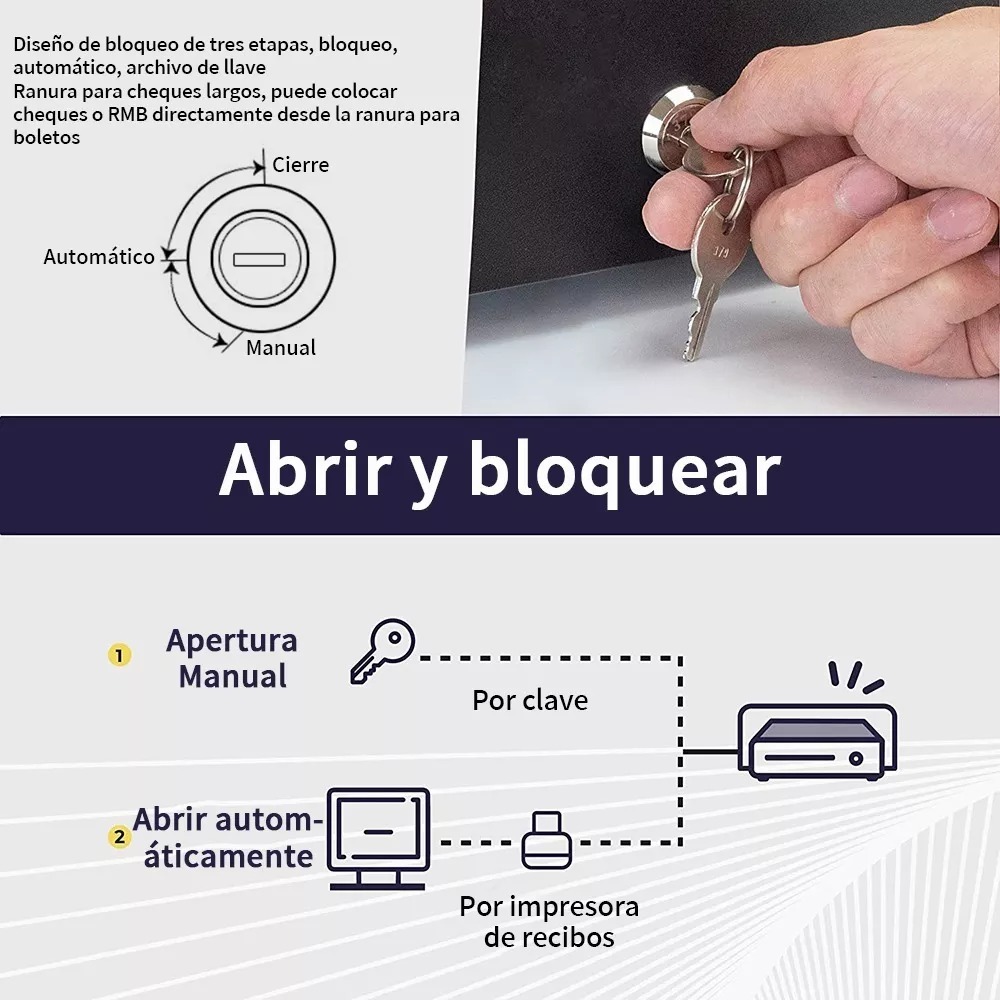 Caja Registradora Con Cerradura Para Billetes Y Monedas