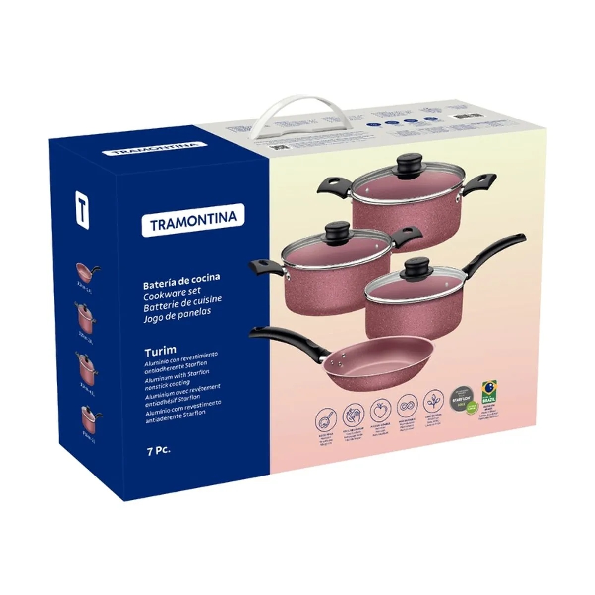 Bateria de Cocina Tramontina 20298/476 Turim 7 Piezas Rosa ENDY3