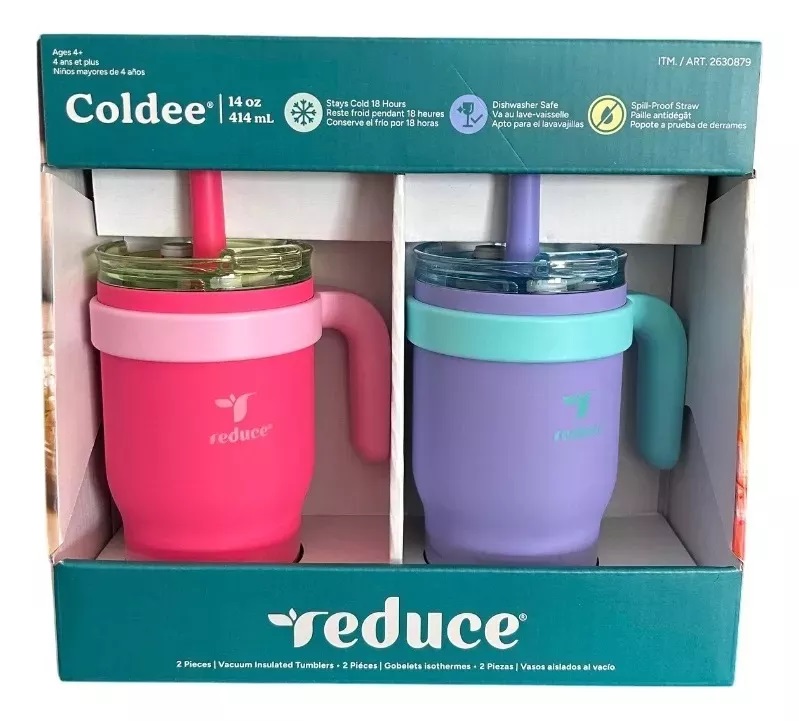 Set Termo Vasos Reduce Para Niños 2 Piezas 414 ml Reduce Rosa /Morado
