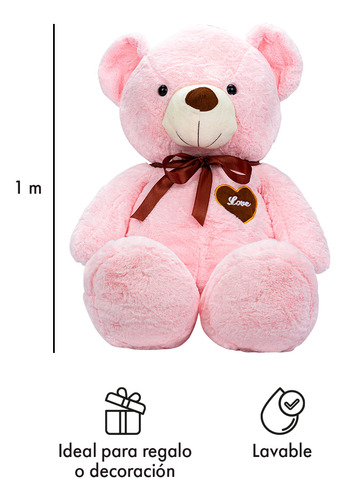Oso De Peluche Teddy Grande Abrazable Corazón 1 Metro