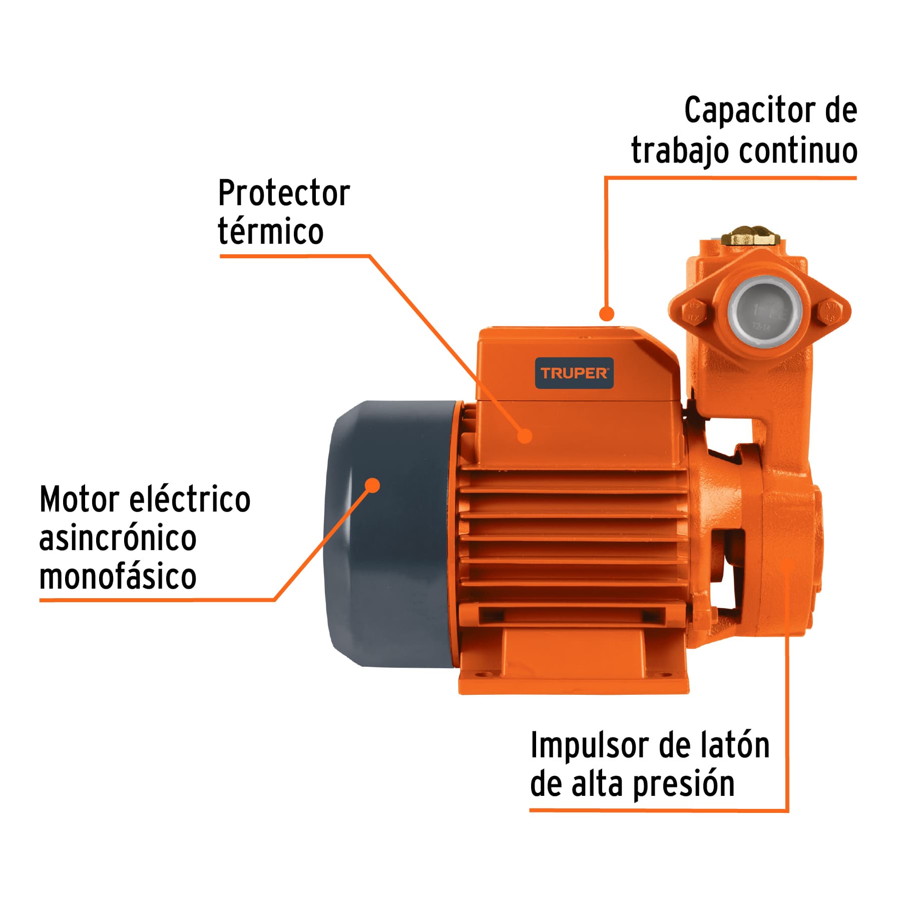 Bomba periférica autocebante 3/4HP, uso agrícola, TRUPER