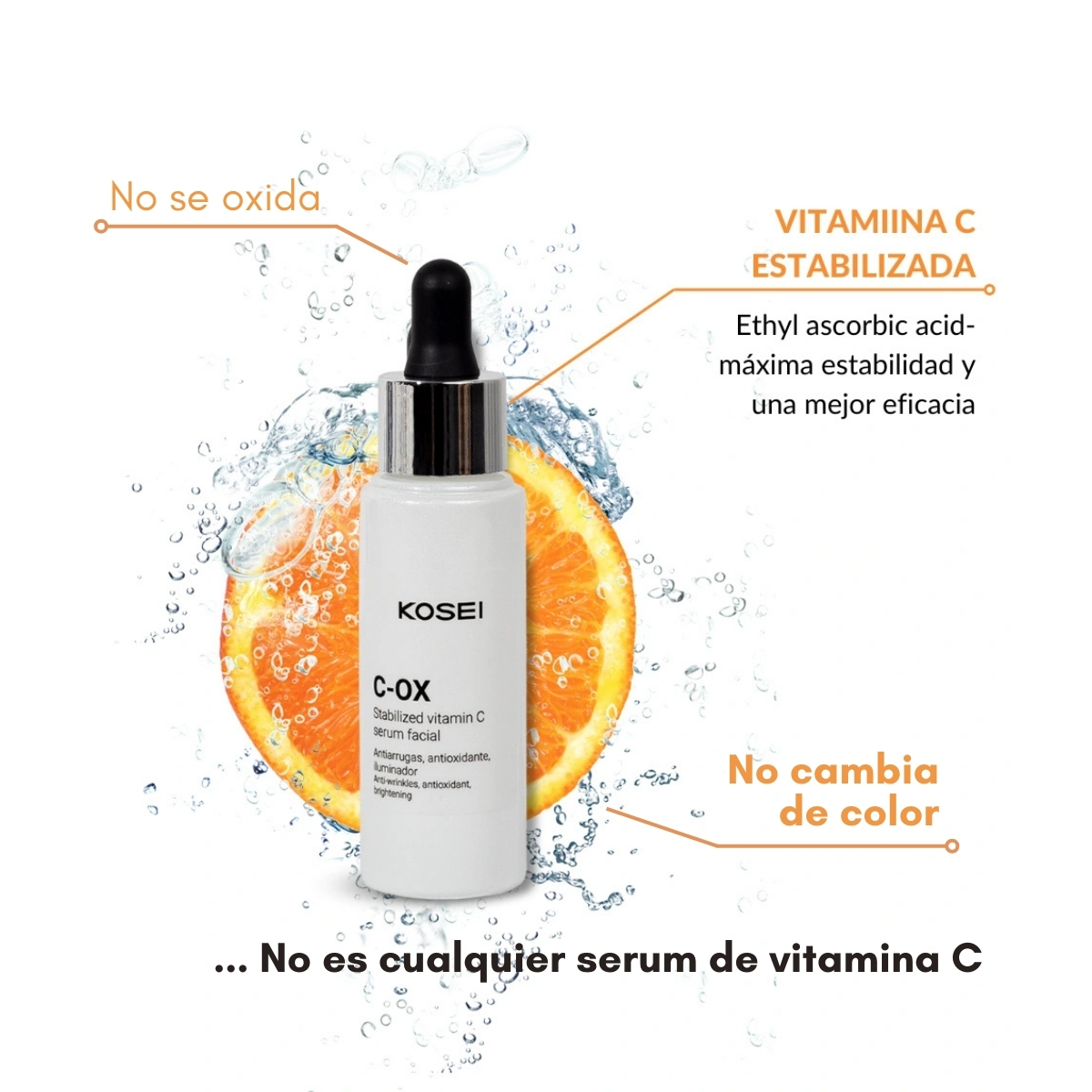 Serum de Vitamina C antiedad y antimanchas, 30 ml, KOSEI C-OX Stabilized Vitamin C.