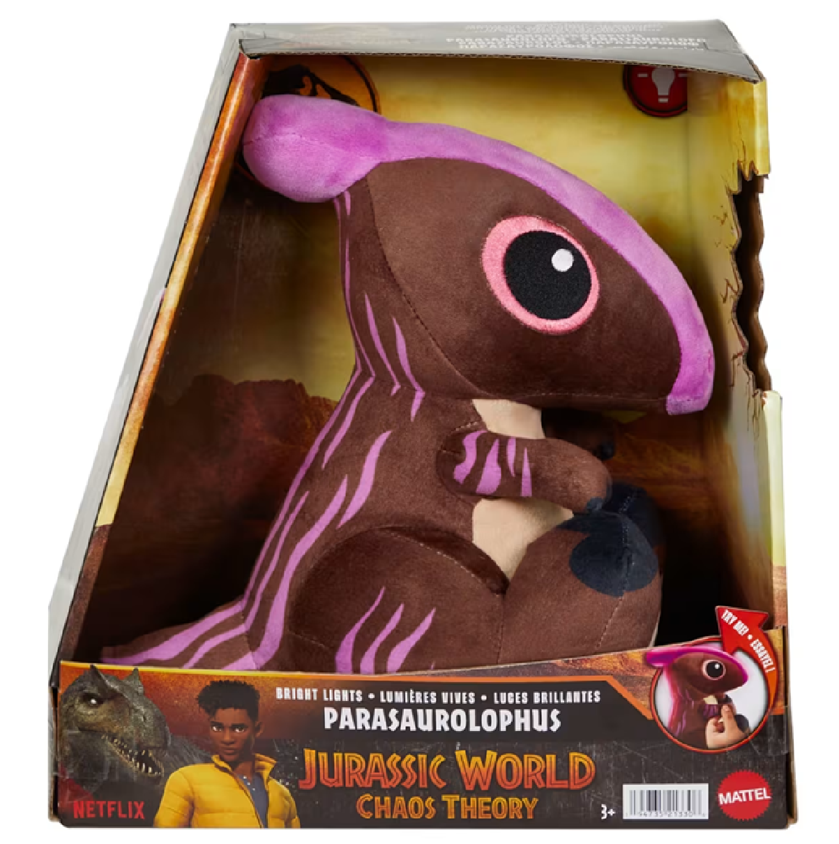 Peluche de dinosaurio Parasaurolophus de Jurassic World: Chaos Theory con función luminosa