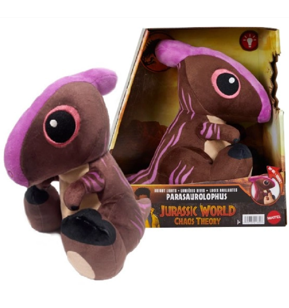 Peluche de dinosaurio Parasaurolophus de Jurassic World: Chaos Theory con función luminosa